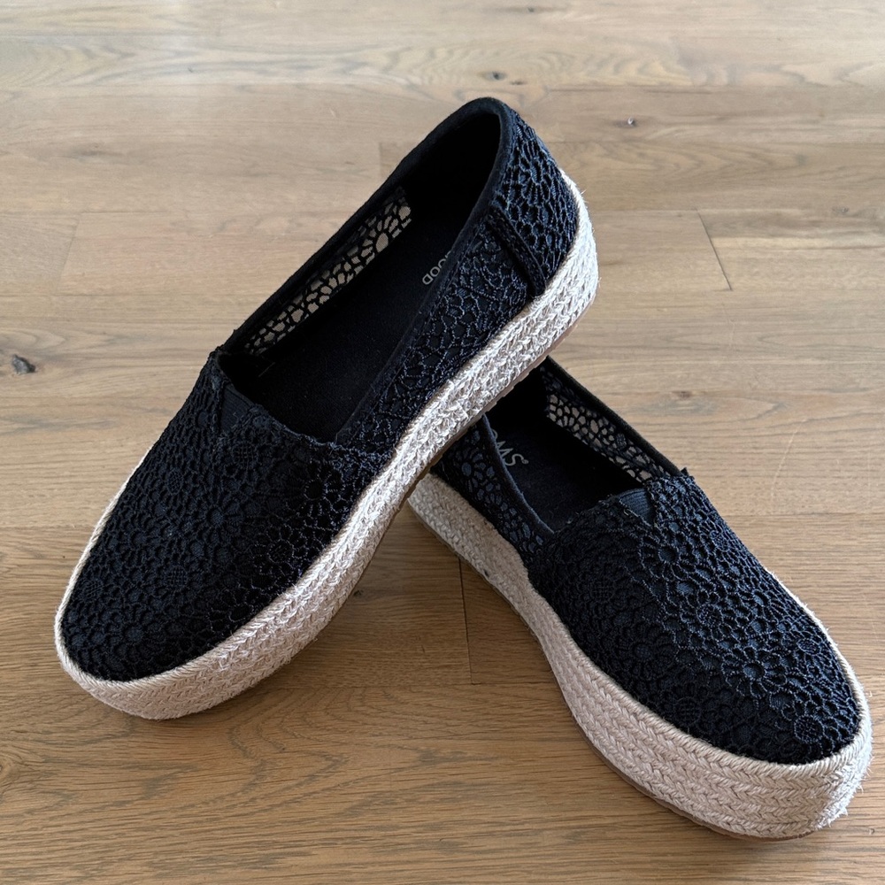 Toms Black Lace Espadrilles